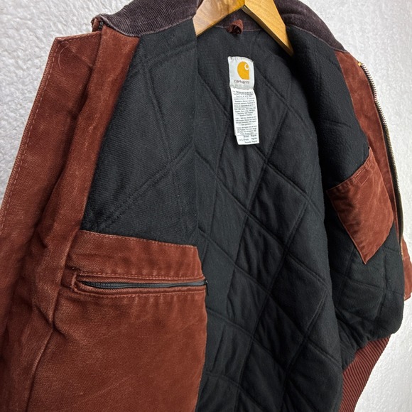 Carhartt Santa Fe Jacket Quilt Lined Mens Small J14 CLY Clay Red - Picture 14 of 14